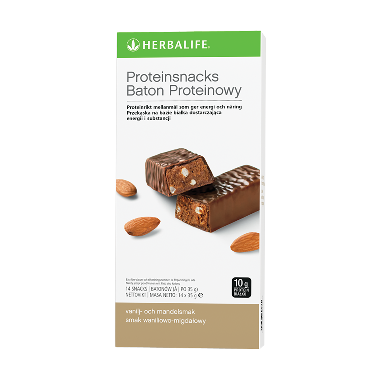 Baton proteinowy Produkt proteinowy o smaku waniliowo-migdałowym product shot